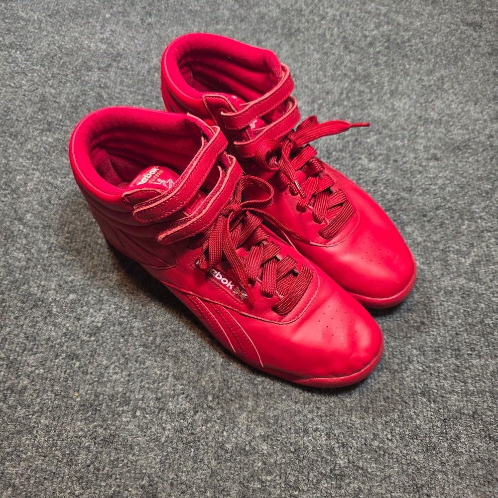 Reebok Freestyle Hi Womens 10 Red Leather High Top Sneakers 2240 Classic Retro - Picture 13 of 14